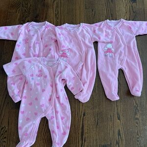 Pink Heart Patterned Kids One Piece